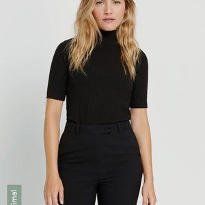 Black knit mock neck top